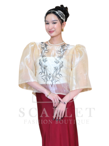 Kimona modern filipiniana with embroidered design