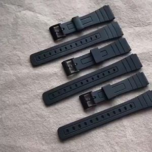 Watch Band Replacement Strap For Casio F-91W-1 F91WM F-84W F-94W A168w A158 AE-1200 1300 Black Resin Plastic Wrist Watchstrap with Pins