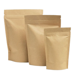 100 pcs Full Kraft Brown Pouch Paper Stand up Resealable inside For Chocolate Coffee Chips Nuts Goodies