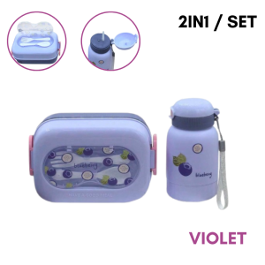 Cartoon Lunch Box Set  for Children 2in1 Lunch Box with Compartment Portable Student Bento Box