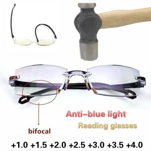 Frameless Reading Glasses for Men Women Anti Blue Magnification Eyewear Easy to wear