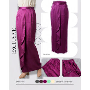[SKIRT ONLY] CHALIDA Skirt Sarung Pario ala Sari Satin Dove Kain Belah Selisih Lipat Kipas Depan