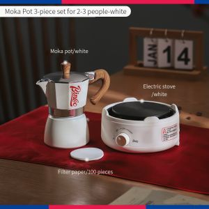 Bincoo ấm moka thiết lập Hộp quà tặng cà phê Espresso Ấm đun nước tay Ủ Bình đựng cà phê kỳ nghỉ món quà sinh nhật món quà tốt nhất 3 ly