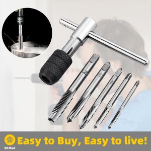 【Fast Shipping】 6Pcs Metric Thread Tap Drill Machine Screw Thread Plug Tap Drill Set Hand Tools M3 M4 M5 M6 M8 With T-type Wrench Tap-Set