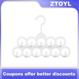 【ZTOYL】 11Holes Bathroom Storage Rack Plastic Hanger Organizer Closet Space Saving Scarf Belt Tie Hat Towel Bag Purse Holder Dorm Room