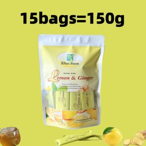 【10g X15 Bags】Lemon Ginger Tea Slimming Diet Tea Burn Fat Tea Detox Lemon&Ginger Natural Weight Loss Daytime Bedtime Tea Dehumidification Weight Loss Tea Gentle Diet Detox Herbal Tea Slimming Tea