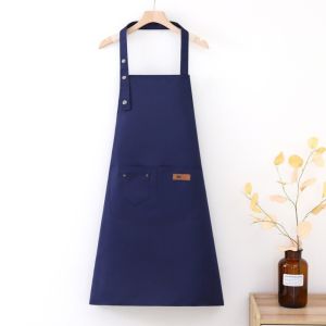 GURUNGMANI Adjustable Straps Kitchen Apron Waterproof Oil-Proof Chef Apron Durable Pure Color Cooking Apron for Home Use