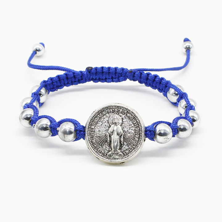 Holy Macrame Cord Catholic Rosary Bracelet Mama Mary Miraculous