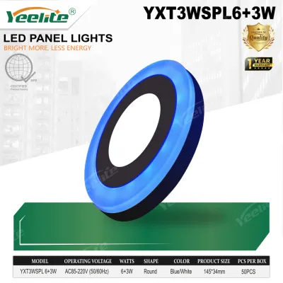 YEELITE Surface Panel LED 3 Way Blue+White Double Color Led Panel Light 6W/9W/16W/24W Round/Square LED Recessed Downlight forLiving RoomBedroom Bathroom Office Protect your eyes without harming them