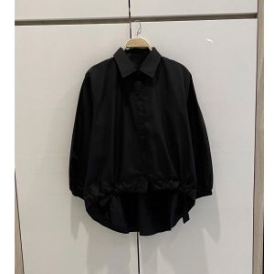 SJM KEMEJA PITA RIBBON BAHAN KATUN POPLIN LENGAN PANJANG KARET DEPAN PENDEK BELAKANG PANJANG 8249