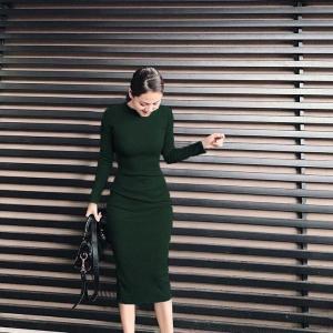 Đầm body dài tay thời trang XIXO cao cấp chất len tăm chính phẩm dày dặn co giãn 4 chiều không bai xù