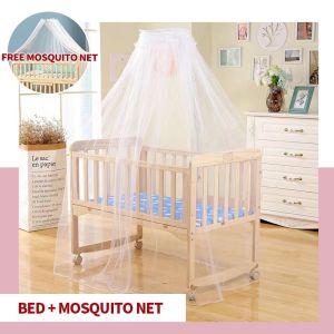 Solid wood crib Solid wood multifunctional cradle bed Variable desk with rollers Multifunctional crib baby bed Folding crib Portable baby bed