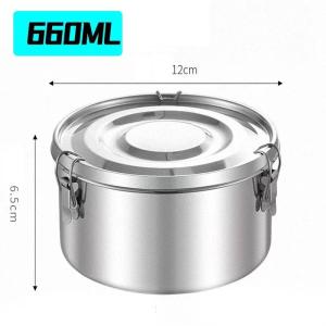 Stainless steel Lunch Box Portable Round Food Storage Container Leak-Proof Picnic Bento Box Refrigerator Freezer Fruits bowl