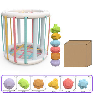 Baby Rainbow Early Shape Blocks Teaching Rubiks Cube Grasp Shape Color Cognition Stacking Toys 0-18 Months