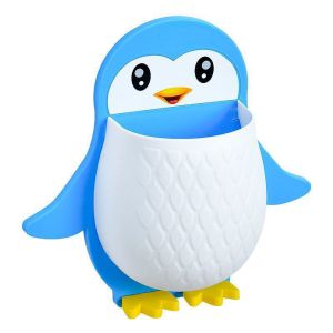 Cute Penguin Wall Organizer Creative Bathroom Plastic Razor Curling Rod Storage Rack Bathroom Toothbrush Storage Rack