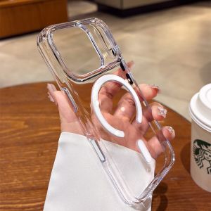With Camera Control Button Transparent for Magsafe Case for iPhone 17 Pro Max 17Pro Air Clear PC Wireless Charging Back Cover