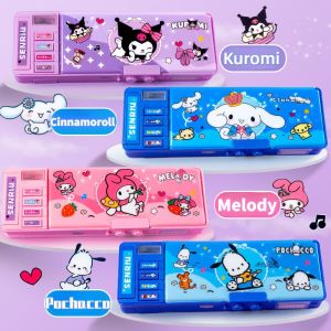 2024 Sanrio Stationery Box Kawaii Cinnamoroll Kuromi Kitty Multi Functional Stationery Box Password Lock Multi Functional Large Capacity Pencil Box Childrens Stationery Gift