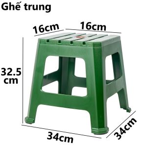 Ghế đẩu vuông 5 nan nhựa VIỆT NHẬT - Ghế trung cao mặt nhám dày chống trượt - 2138+39