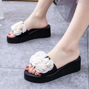Fashion Korean Floral Platform Wedge Sandals Womens Open Toe Non Slip Thick Sole Light Vacation Casual Walking Sandals