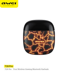 Awei T28 Pro TWS Wireless Bluetooth Earphone Bluetooth 6.0 IPX7 Waterproof Earbuds RGB Colorful Lights Low Latency And Low Loss Dual Mode Gaming Music Headset