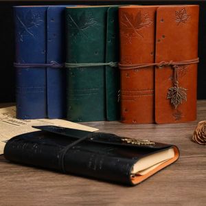 GINKG A6 นักเดินทางโน๊ตบุ๊ควินเทจ กระดาษคราฟท์ หนังพียู สมุดบันทึกเกลียวย้อนยุค แฟชั่นสำหรับผู้หญิง แผ่นจดบันทึกย่อ สมุดโน้ตคราฟท์หนัง PU สมุดบันทึกไดอารี่ประจำวัน