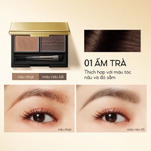 Phấn kẻ lông mày dạng bột CARSLAN hộp 2 màu tiện lợi lâu trôi kèm cọ vẽ