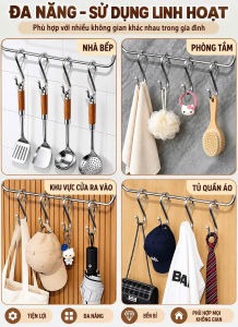MÓC TREO CHỮ S CÓ CHỐT KHÓA COMBO 3 CÁI – MÓC TREO DỤNG CỤ KIM LOẠI 3MM – THANH NGANG ĐA NĂNG