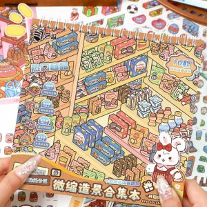 CHUAN Decorative Miniature Landscape Sticker Collection Visual Stacking Cartoon 3D Landscape Sticker Book Creative DIY Cabin Scene Sticker Children Gift