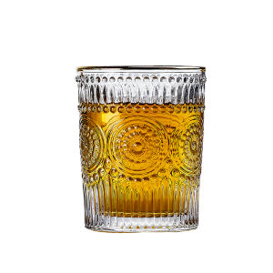 European Royal Style Embossed Premium Water Glasses High Glasses  Glass Cups  Multi-color glasses 280ML 350ML Sizes
