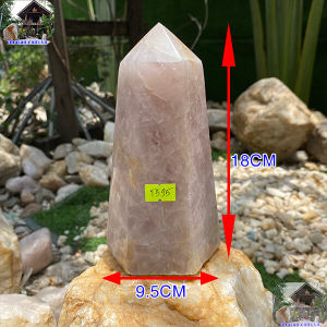 Trụ lục giác đá thạch anh hồng giúp chống lại nguồn năng lượng xấu-1.7kg (KT: 18x9.5 (cm)-T595