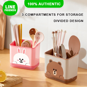 100% Authentic Line Friends Dustproof Chopstick Holder Storage Box Chopstick Rack Detachable Cage Flatware Rack Spoon Fork Drying Plastic Drain LFB77