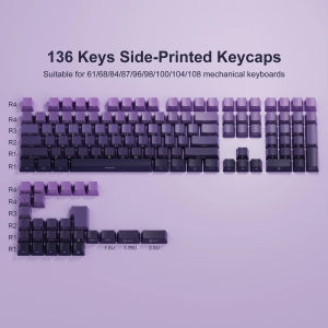 Wopier 136 Phím in mặt bên hông Gradient Màu Tím Tỏa Sáng Thông Qua Backlit Đúp Bắn phím cơ PBT RGB Keycap Cho Gateron Cherry MX Gamer Bàn phím cơ