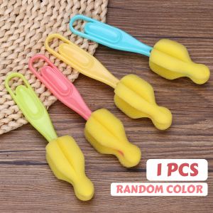 Baby Milk Bottle Feeding Sponge Brush Teat Nipple Sponge Small Cleaning Brush Long Handle Holder