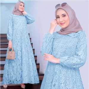 HF / MAXI ALILA BROKAT / 5 UKURAN / M / L XL  / XXL / 3XL / DEPAN BUSUI / GAMIS FULL BRUKAT / GAMIS KONDANGAN / GAMIS PESTA / BAJU MUSLIM