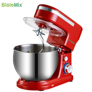 BioloMix 1200W 5L Stainless Steel Bowl 6-speed Kitchen Food Stand Mixer Cream Egg Whisk Whip Dough Kneading Mixer Blender