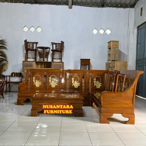 Set Kursi Tamu Sudut Minimalis Motif Teratai