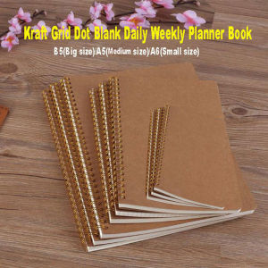 A5 B5 A6 diary notebook minimalist planner hardcover brown kraft paper grid point ordinary line learning supplies