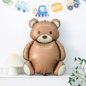 Big Size Brown Bear Foil Balloon Retro Style Heart Star Shape Matte Balloon Cute Cartoon Airplane Car Rainbow Aluminum Foil Mylar Balloons Party Decorations For Birthday Baby Shower Decor Party Supplies