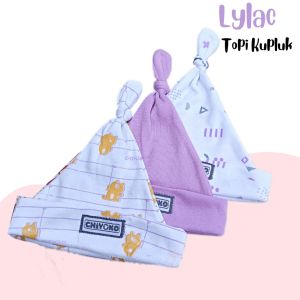 3 Pcs Topi Kupluk Bayi Baru Lahir Topi Bayi 0 - 3 Bulan Lilac Series