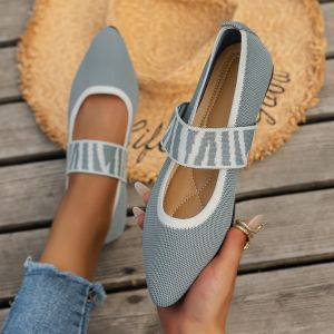 Flat-Soled Pointed-Toe Slip-On Loafers For Women Breathable Color-Blocked Work Shoes
