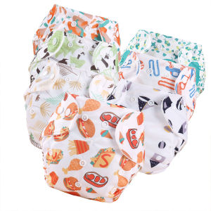Cartoon Printed Baby Diaper Soft TPU Waterproof Cloth Diaper Reusable Washable Adjustable Size Toddler Diapers Training Pants