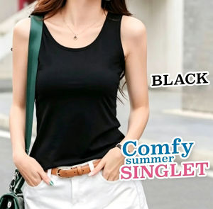 【 In Stock 】Classic Plain Womens Vest Casual Crew Neck Womens Singlet Large Size Fat MM Loose Inner Thin Sleeveless Top Rompi Wanita