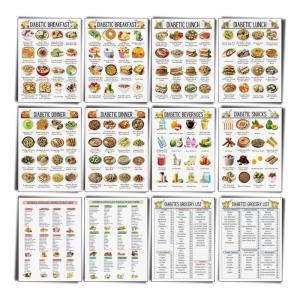 12Pcs Diabetes List Diabetes Chart Meal Planner for Diabetics Healthy Grocery Nutrition Guide Lists 8x10Inch
