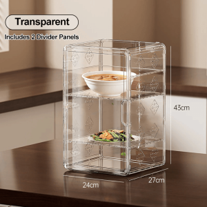 HOMEKING | 3/4/5 Layer Transparent Detachable Partition Food Cover Suitable Storage Shelf Stackable Anti-Fly Lid with Dustproof Cover Detachable Partitions for Leftover Containers for Pantry Organization