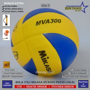Bola Voli Mikasa MVA300 Press Lokal Bahan Kulit PU Bintik Kualitas Terbaik
