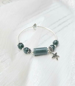 vòng tay nữ ngọc lam ngọc tự nhiên mix lu thống lam ngọc và charm bạc cao cấp vòng tay đá phong thuỷ trang sức thiết kế đủ hoá đơn thẻ bảo hành