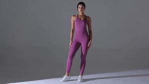 Womens Cross Back Sports Jumpsuit Gym Outfit with Detachable Chest Pad Yoga Dance Wear S-XL