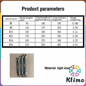 KLIMO Wire Rope Tensioner Screw Alloy Turnbuckle M6 M8