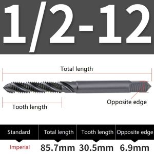 1pcs HSS Machine Thread Tap Anglo-American Standard Plug Tap Drill Bits Spiral Plug Tap Hand Tools