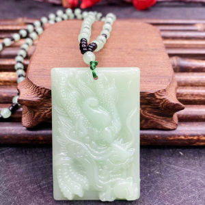 shiqinbaihuo Fashion Chinese Ethnic Style Hand-Carved Dragon Pendant Necklace Amulet Women Mans Lucky Jewelry Gift
